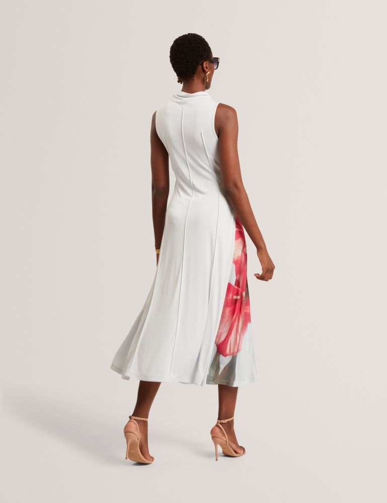 Ted Baker Rebehka - High Neck Printed Jersey Midi Dress Bleu | 547621-DIF