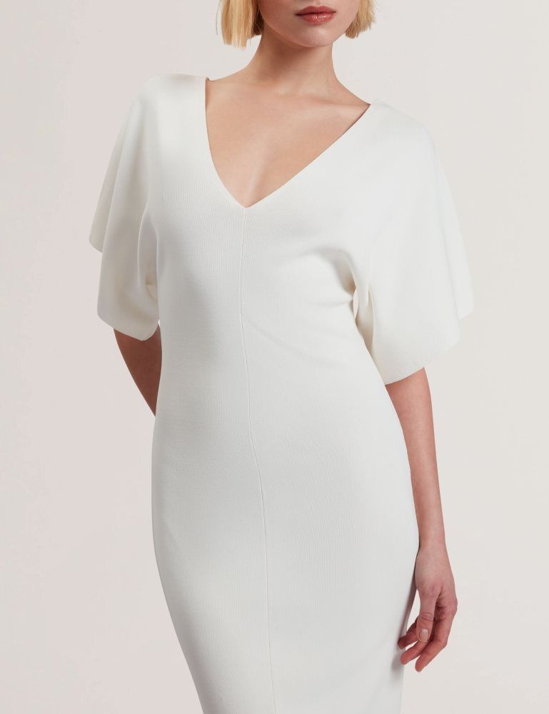 Ted Baker Rebexxa - Wide Sleeve Knitted Bodycon Midi Dress Blanche | 672415-UXS