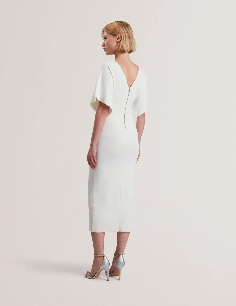 Ted Baker Rebexxa - Wide Sleeve Knitted Bodycon Midi Dress Blanche | 672415-UXS