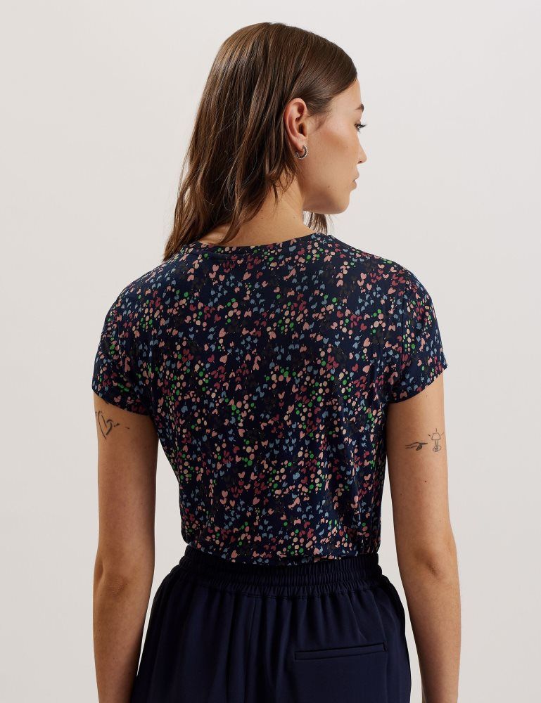 Ted Baker Remanaa - Heart Printed Fitted Tee Bleu Marine | 507361-BIE