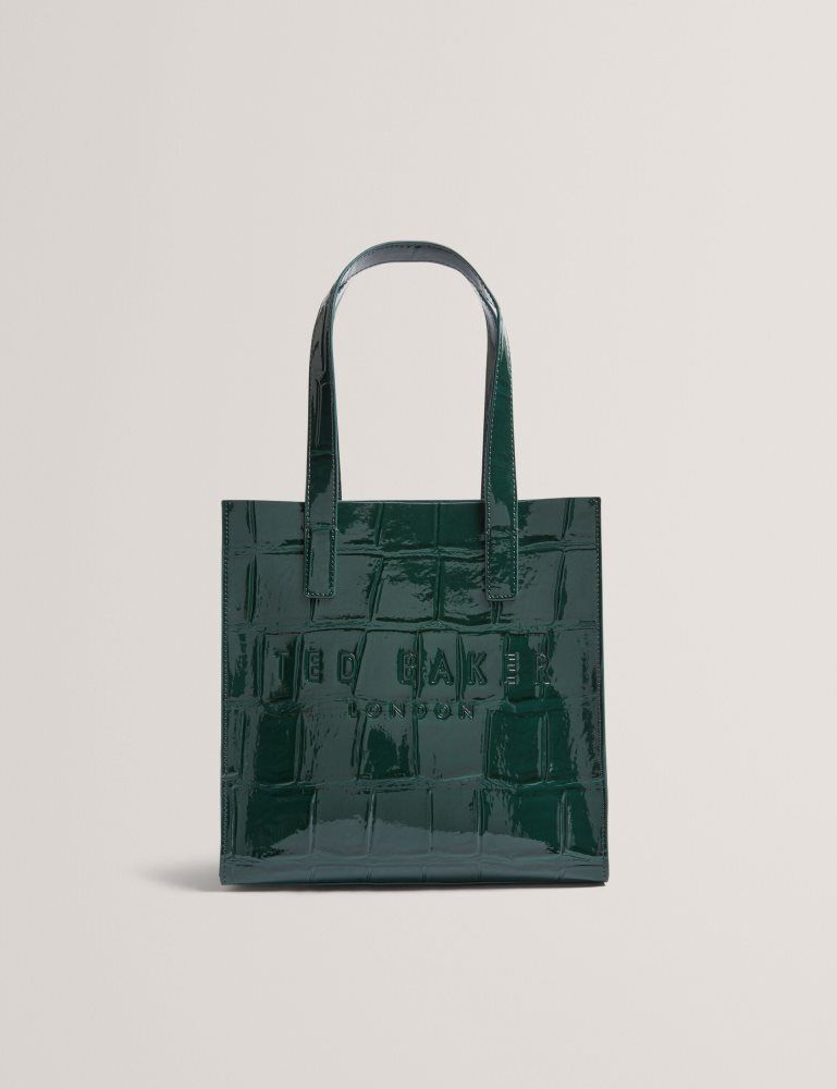 Ted Baker Reptcon - Croc Effect Small Icon Tote Bag Vert | 604125-WOQ