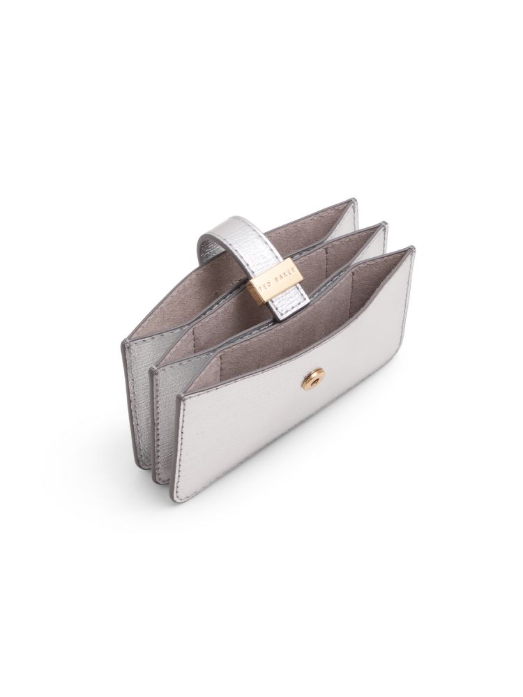 Ted Baker Riann - Metallic Crinkled Leather Card Holder Argent | 726398-DOX