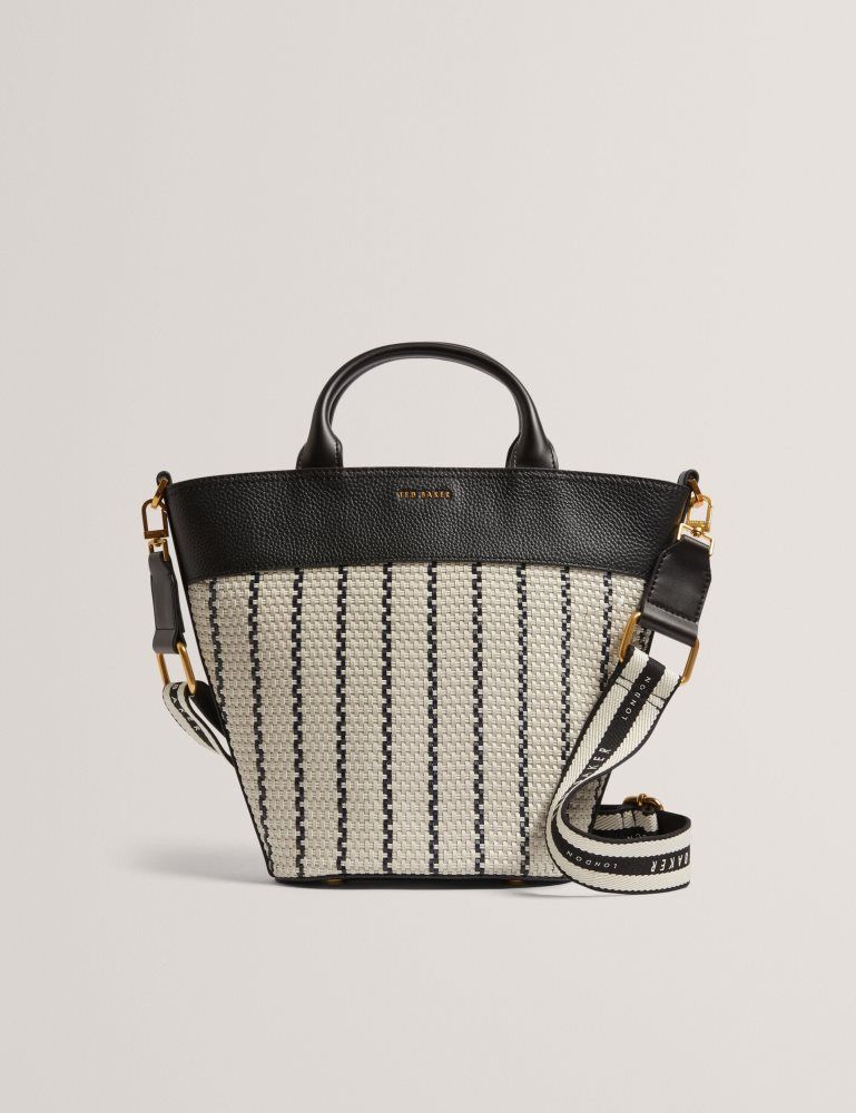 Ted Baker Riveri - Woven Leather Trim Bucket Bag With Webbing Strap Bleu Marine | 791203-UYJ