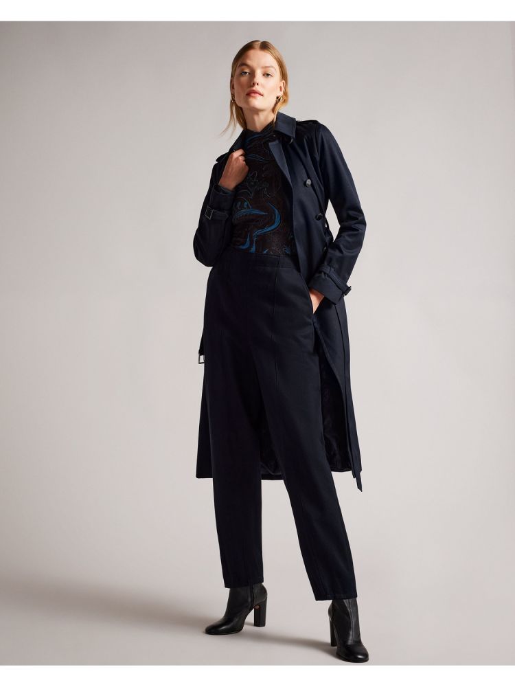 Ted Baker Robbii - Lightweight Showerproof Belted Trench Coat Bleu Marine | 283516-FHG
