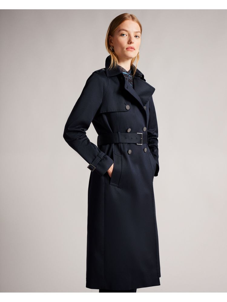 Ted Baker Robbii - Lightweight Showerproof Belted Trench Coat Bleu Marine | 283516-FHG