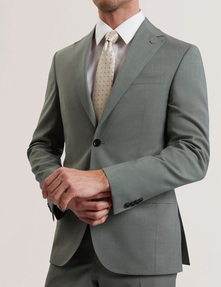 Ted Baker Rogerly - Slim Fit Sage Green Wool Suit Jacket Vert | 845930-QBW