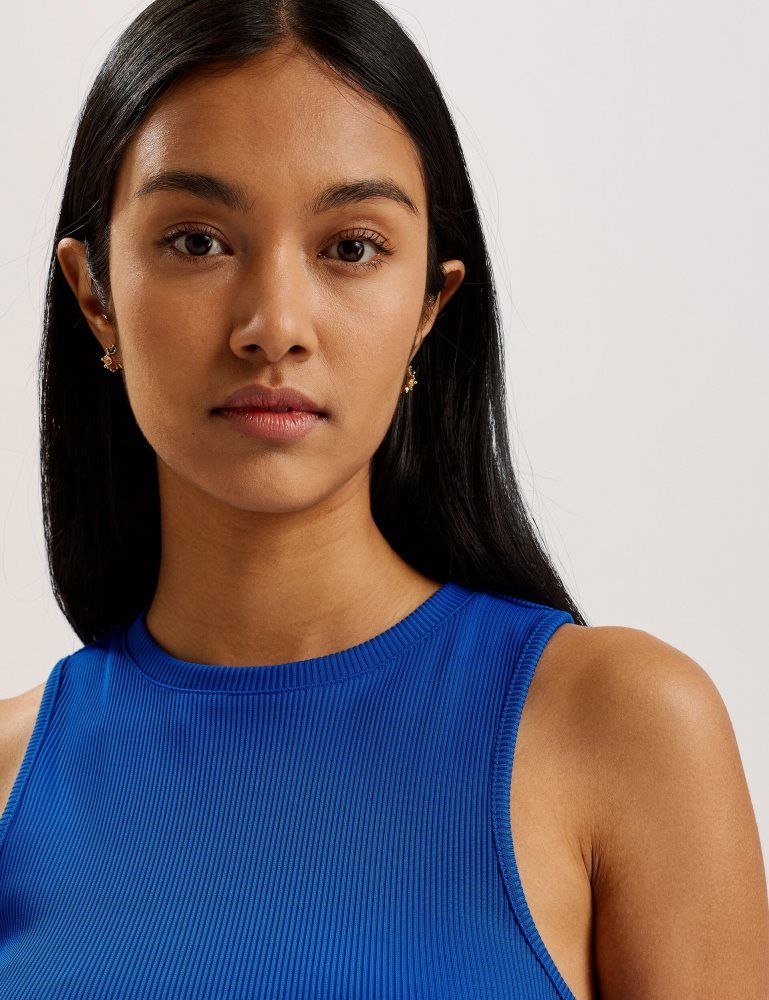 Ted Baker Sandiyy - Printed Pleated Mini Dress With Knit Bodice Bleu | 032196-JDH