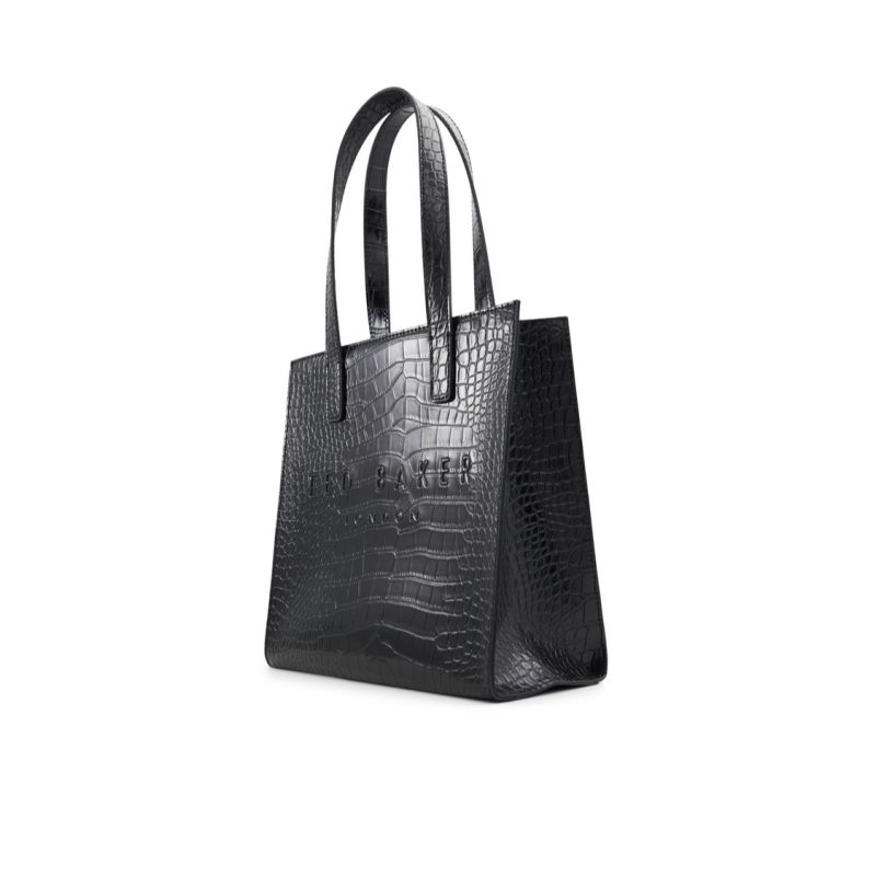 Ted Baker Seacon - Croc Texture Small Icon Tote Bag Noir Blanche | 157830-BUE