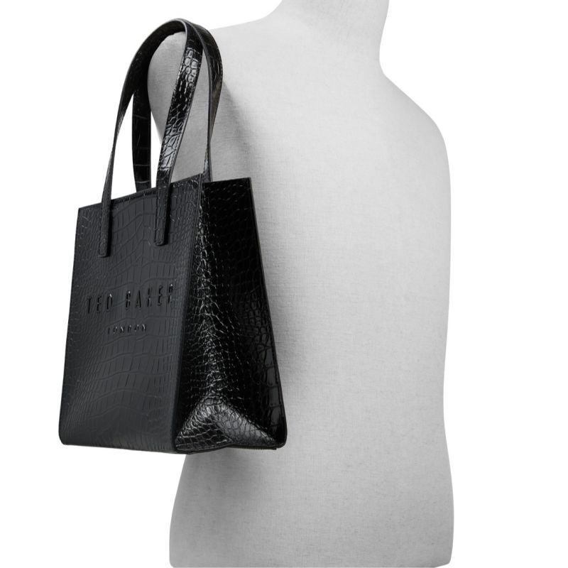 Ted Baker Seacon - Croc Texture Small Icon Tote Bag Noir Blanche | 157830-BUE