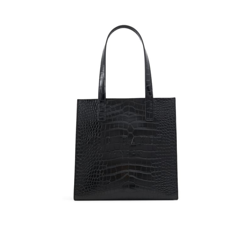Ted Baker Seacon - Croc Texture Small Icon Tote Bag Noir Blanche | 157830-BUE