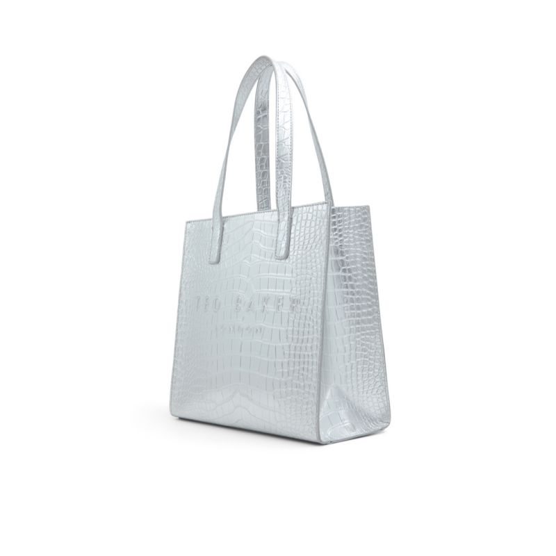 Ted Baker Seacon - Metallic Croc Texture Small Icon Tote Bag Platine Violette | 209536-JOD