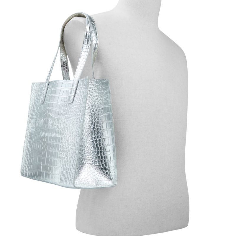 Ted Baker Seacon - Metallic Croc Texture Small Icon Tote Bag Platine Violette | 209536-JOD
