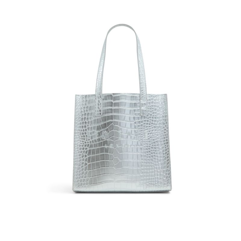 Ted Baker Seacon - Metallic Croc Texture Small Icon Tote Bag Platine Violette | 209536-JOD