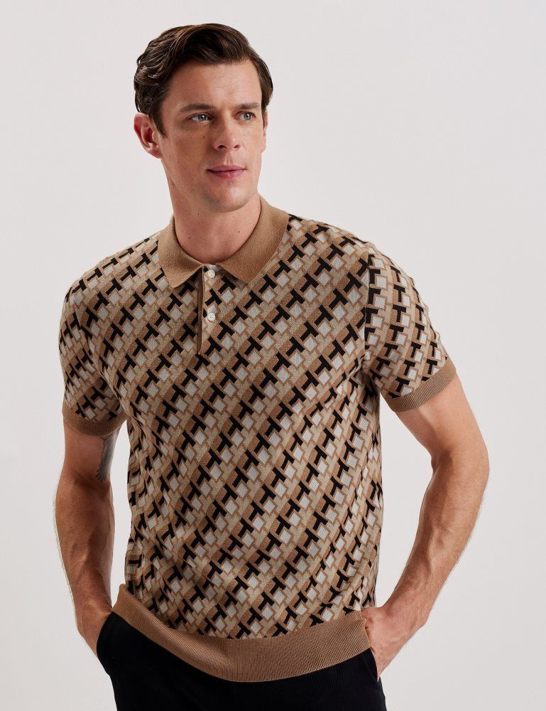 Ted Baker Seferry - Interlocking T Jacquard Knitted Polo Shirt Marron | 749802-YEU