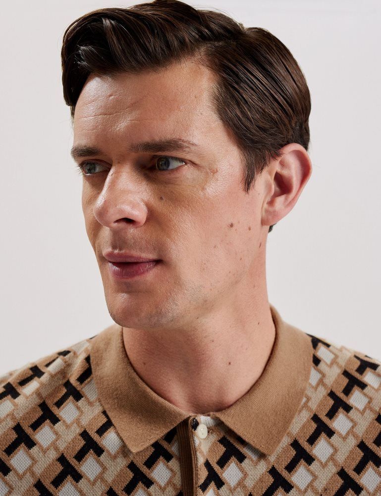 Ted Baker Seferry - Interlocking T Jacquard Knitted Polo Shirt Marron | 749802-YEU