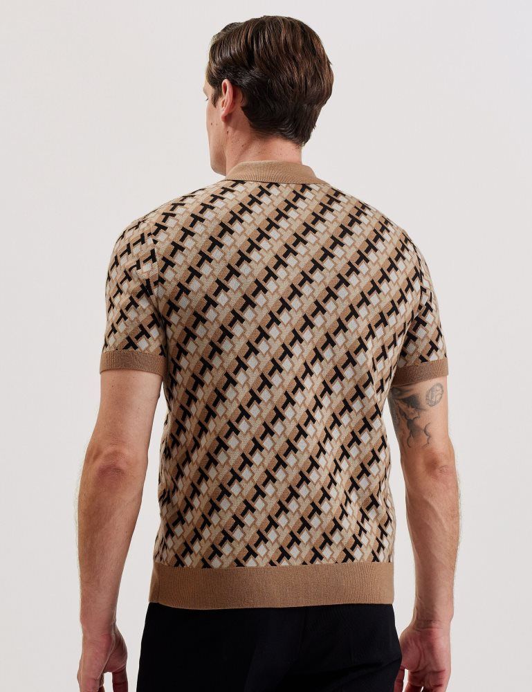 Ted Baker Seferry - Interlocking T Jacquard Knitted Polo Shirt Marron | 749802-YEU