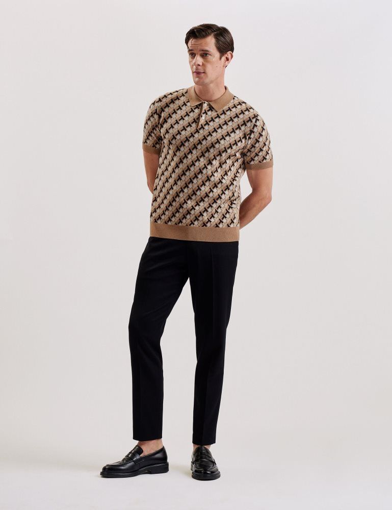 Ted Baker Seferry - Interlocking T Jacquard Knitted Polo Shirt Marron | 749802-YEU