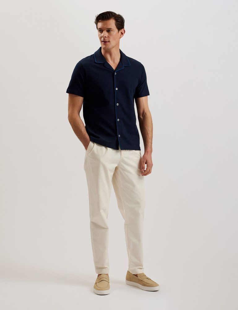 Ted Baker Selar - Short Sleeve Regular Button Through Shirt Bleu Marine | 071649-SDJ
