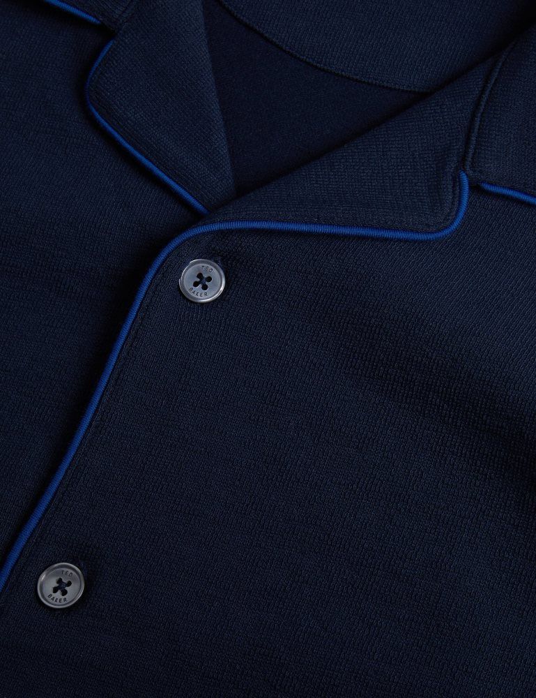 Ted Baker Selar - Short Sleeve Regular Button Through Shirt Bleu Marine | 071649-SDJ