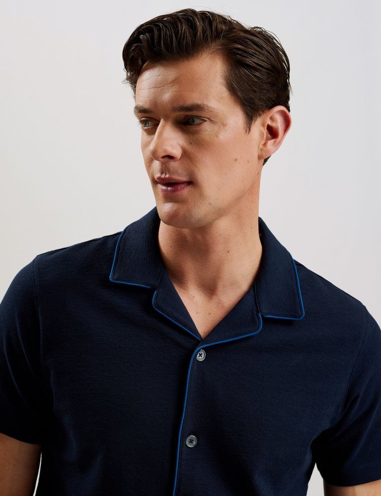 Ted Baker Selar - Short Sleeve Regular Button Through Shirt Bleu Marine | 071649-SDJ