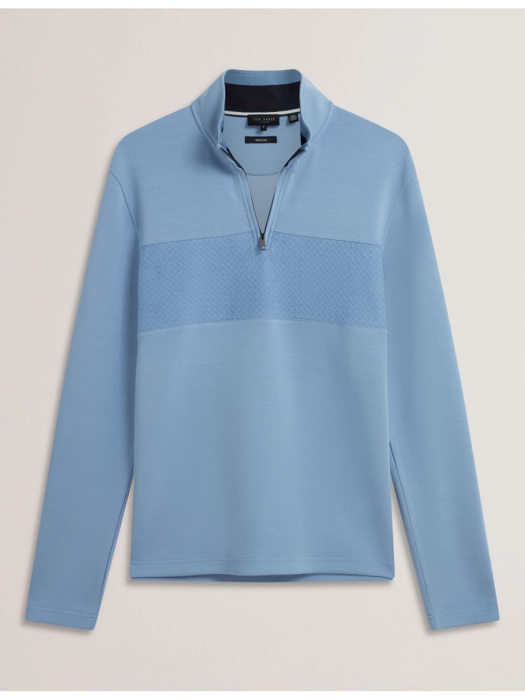 Ted Baker Simonea - Textured Panel Half-zip Modal Sweatshirt Bleu | 867043-YFT