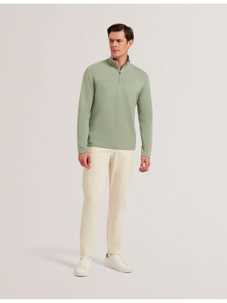 Ted Baker Simonea - Textured Panel Half-zip Modal Sweatshirt Vert | 093254-DQZ