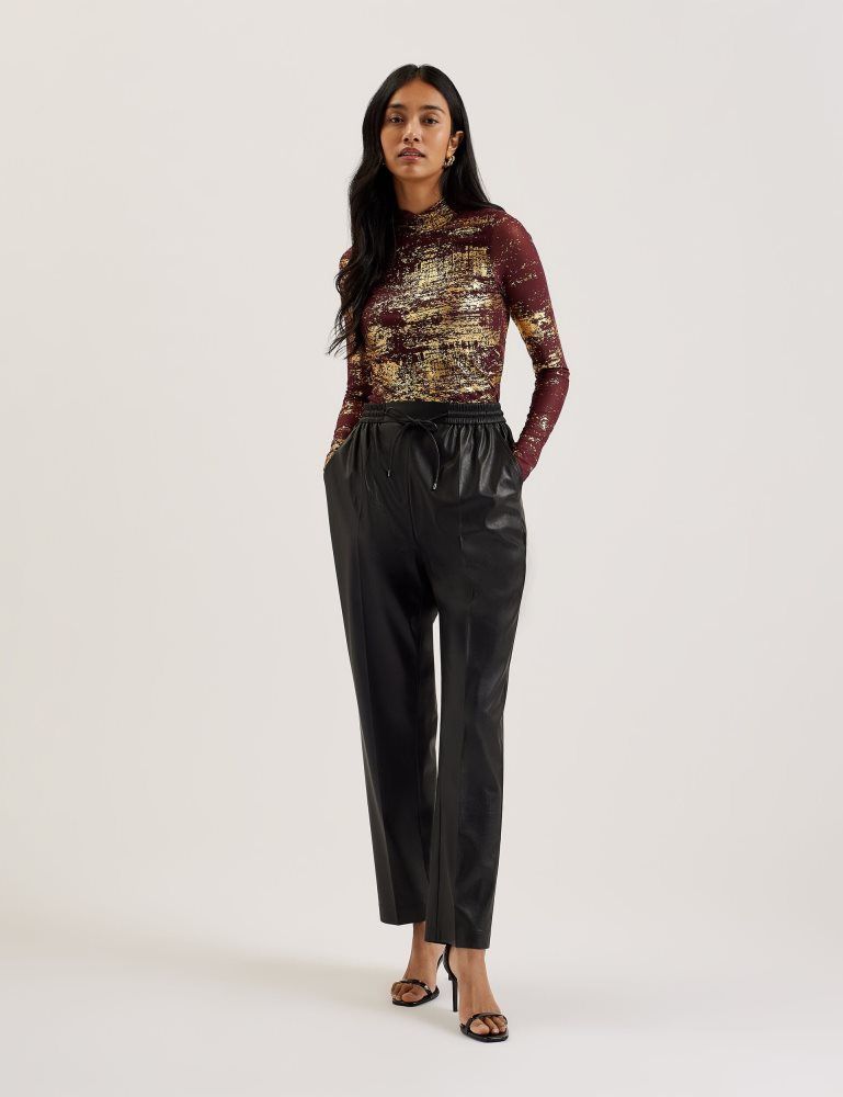 Ted Baker Sofiy - Foil Print High Neck Mesh Top Rouge | 123875-SUO