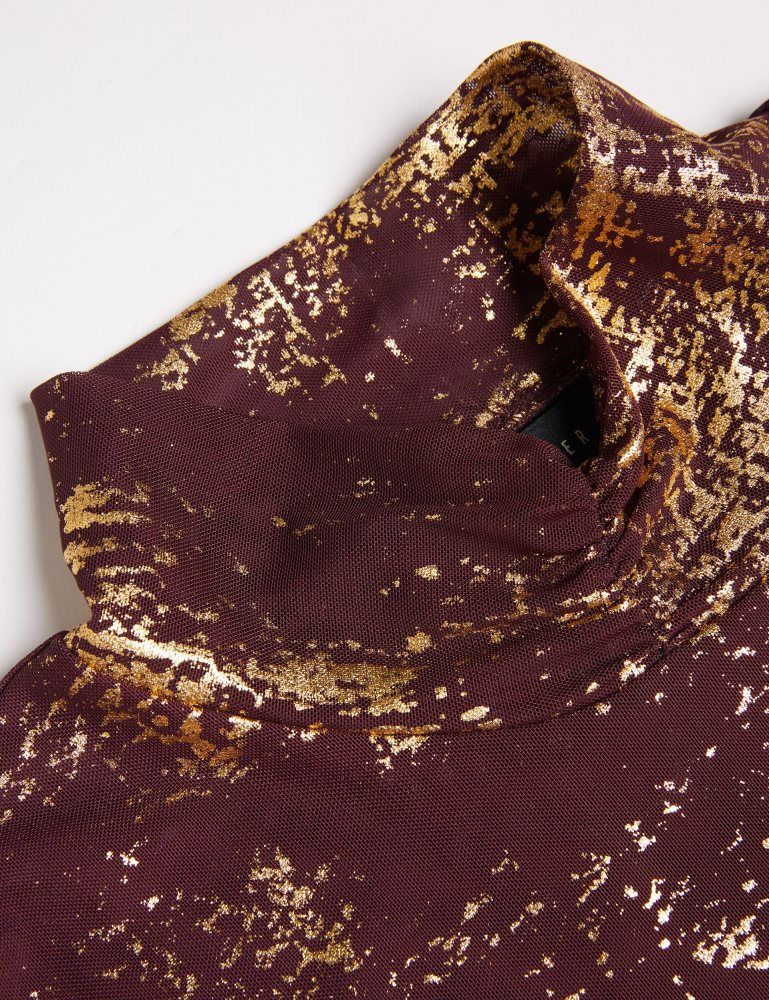 Ted Baker Sofiy - Foil Print High Neck Mesh Top Rouge | 123875-SUO