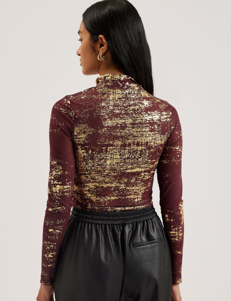 Ted Baker Sofiy - Foil Print High Neck Mesh Top Rouge | 123875-SUO