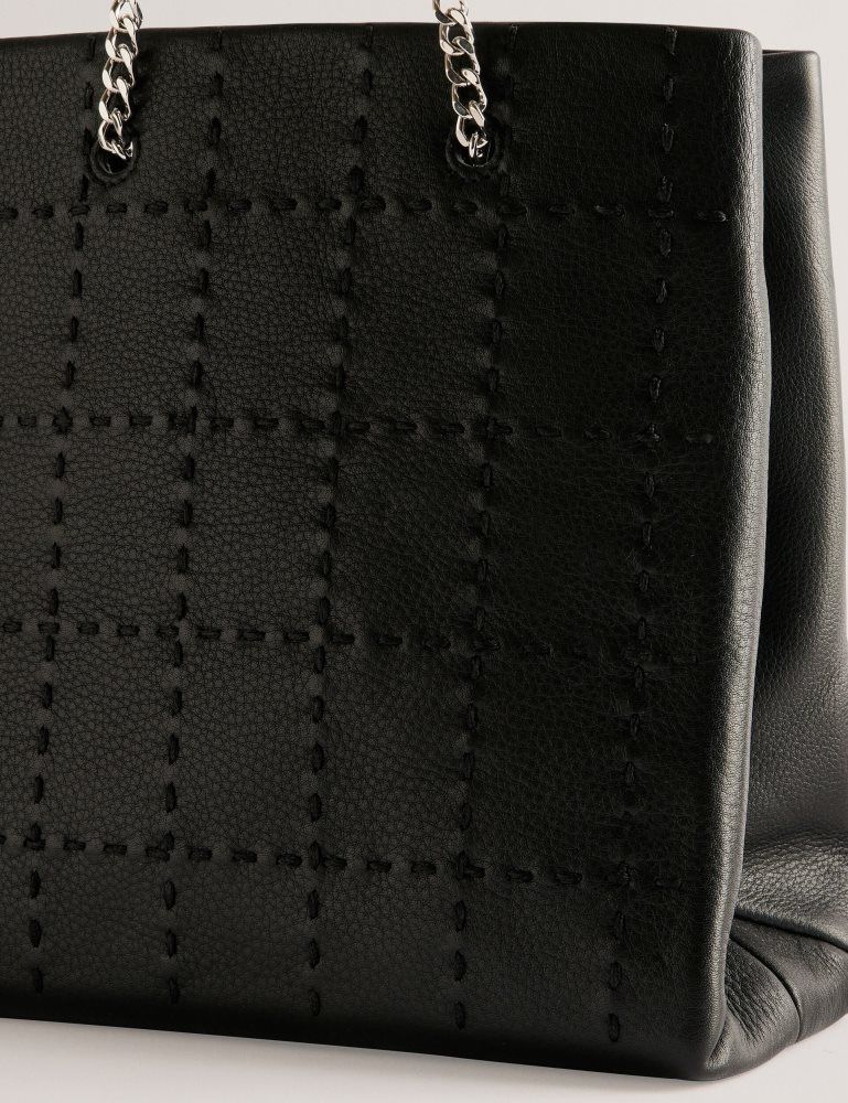 Ted Baker Stalia - Stitch Detail Leather Small Tote Bag Noir | 594812-LBY