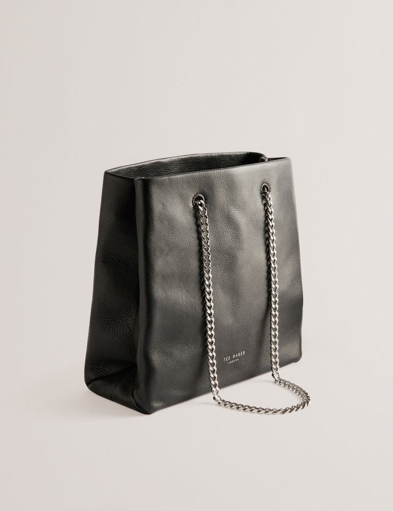 Ted Baker Stalia - Stitch Detail Leather Small Tote Bag Noir | 594812-LBY