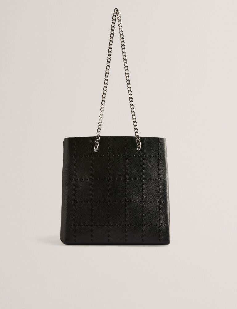 Ted Baker Stalia - Stitch Detail Leather Small Tote Bag Noir | 594812-LBY