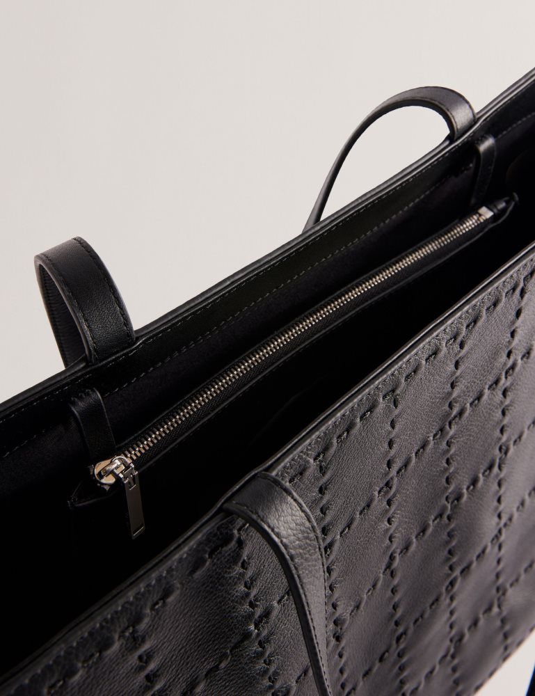 Ted Baker Stalie - Stitch Detail Leather Large Shopper Bag Noir | 321680-QOC