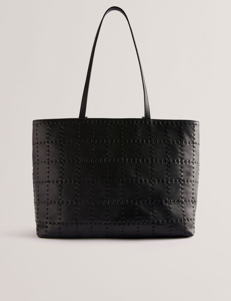 Ted Baker Stalie - Stitch Detail Leather Large Shopper Bag Noir | 321680-QOC