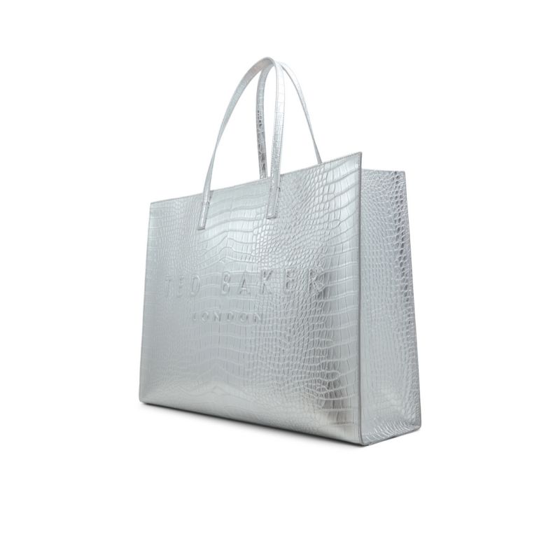 Ted Baker Sukicon - Metallic Croc Texture Wide Icon Tote Bag Platine Violette | 043785-BQD