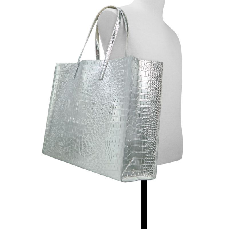 Ted Baker Sukicon - Metallic Croc Texture Wide Icon Tote Bag Platine Violette | 043785-BQD