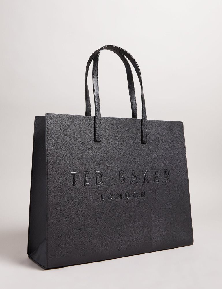 Ted Baker Sukicon - Textured Faux Leather Icon Tote Bag Noir | 856193-HCN