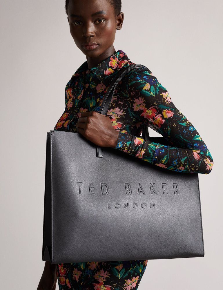 Ted Baker Sukicon - Textured Faux Leather Icon Tote Bag Noir | 298546-PLS