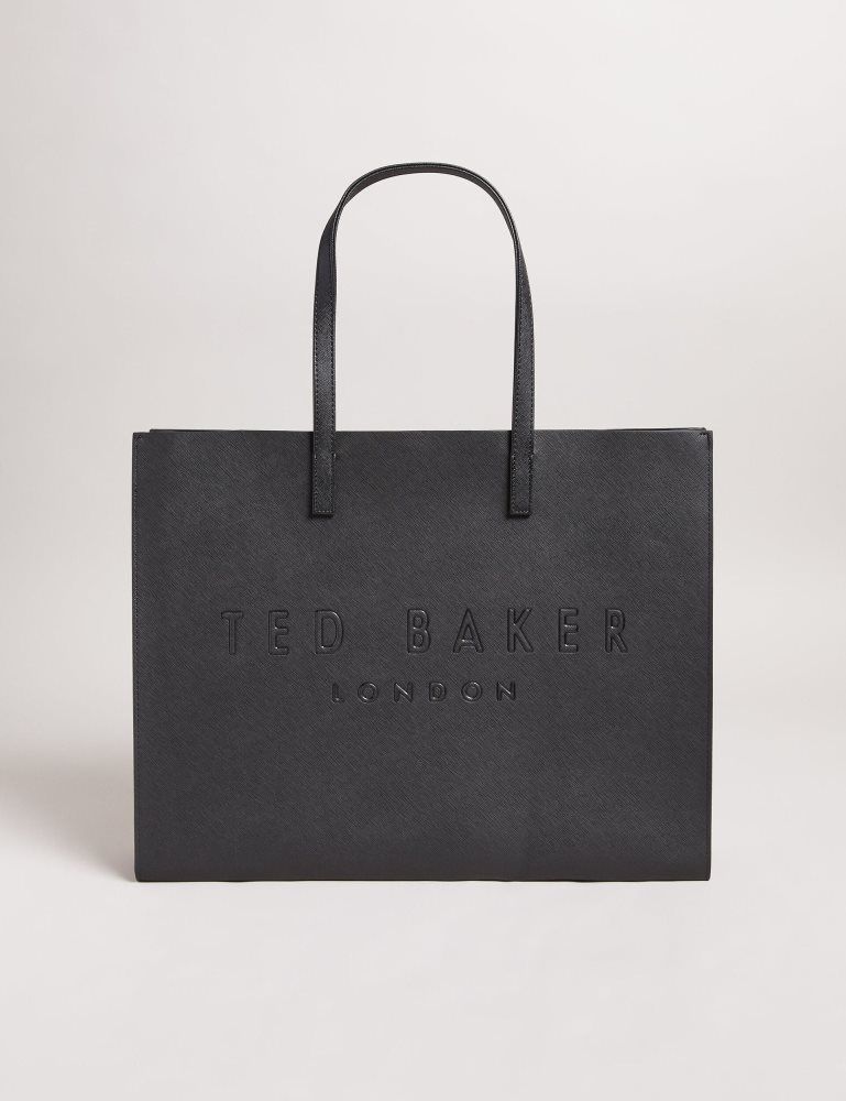 Ted Baker Sukicon - Textured Faux Leather Icon Tote Bag Noir | 298546-PLS