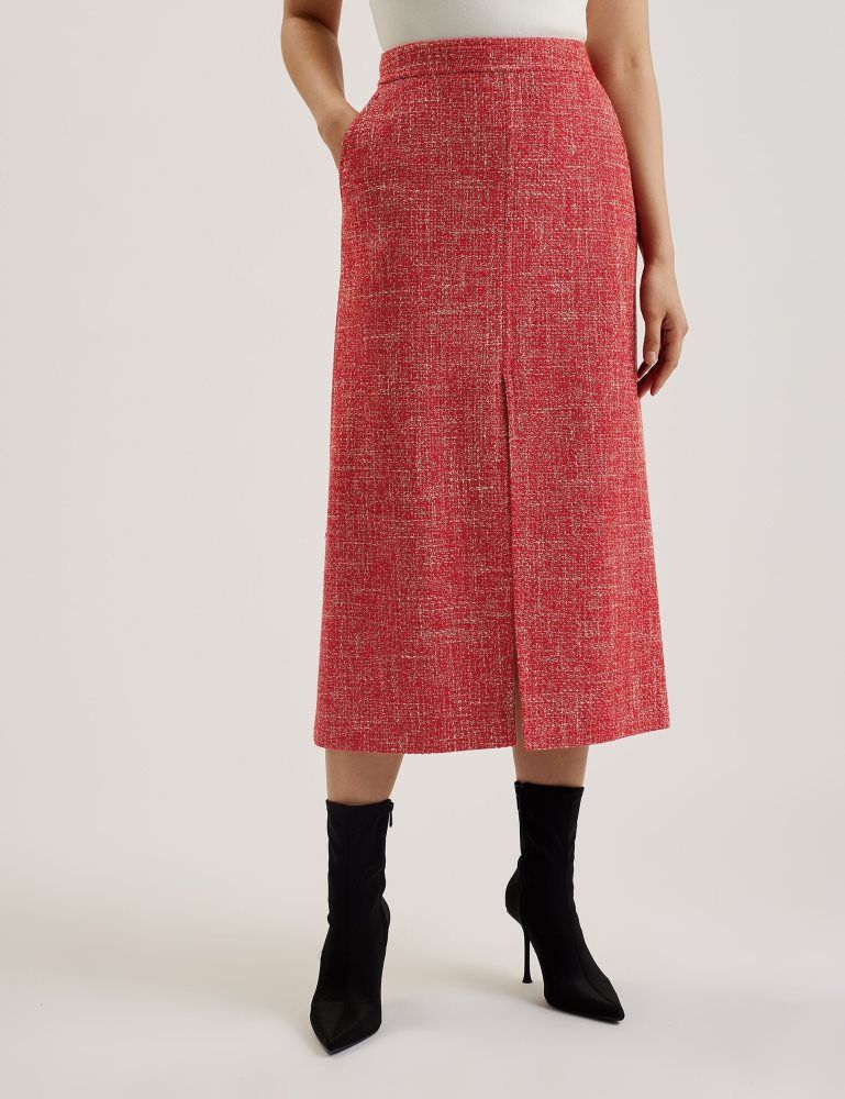 Ted Baker Sumis - Tailored Boucle Midi Skirt With Front Slit Rouge | 521089-JQY
