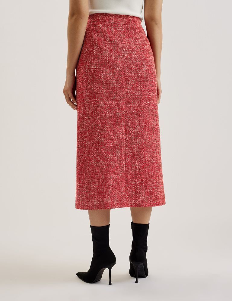 Ted Baker Sumis - Tailored Boucle Midi Skirt With Front Slit Rouge | 521089-JQY