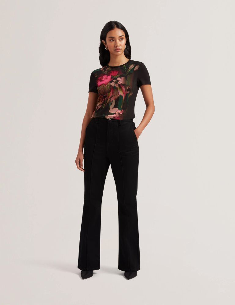 Ted Baker Sunnyy - Blurred Floral Print Slim Fit T-shirt Noir | 854607-ABP