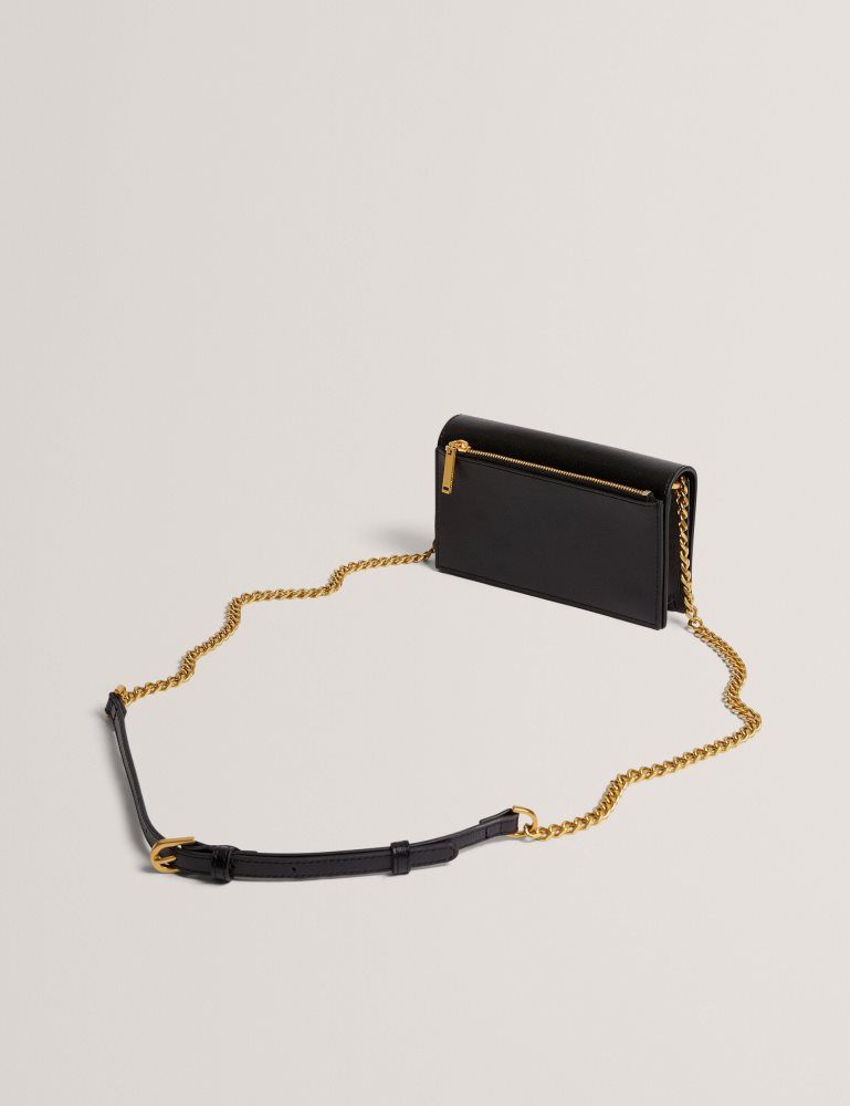 Ted Baker Tabina - Leather Purse With Chain Crossbody Strap Noir | 573402-OPQ
