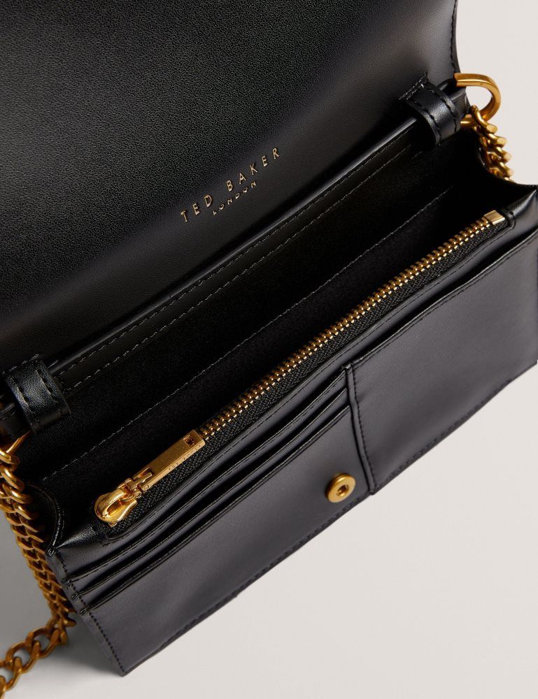 Ted Baker Tabina - Leather Purse With Chain Crossbody Strap Noir | 573402-OPQ