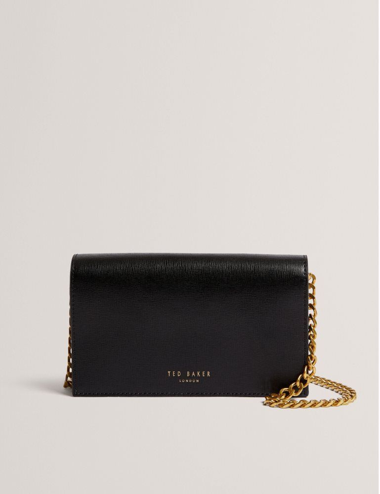 Ted Baker Tabina - Leather Purse With Chain Crossbody Strap Noir | 573402-OPQ