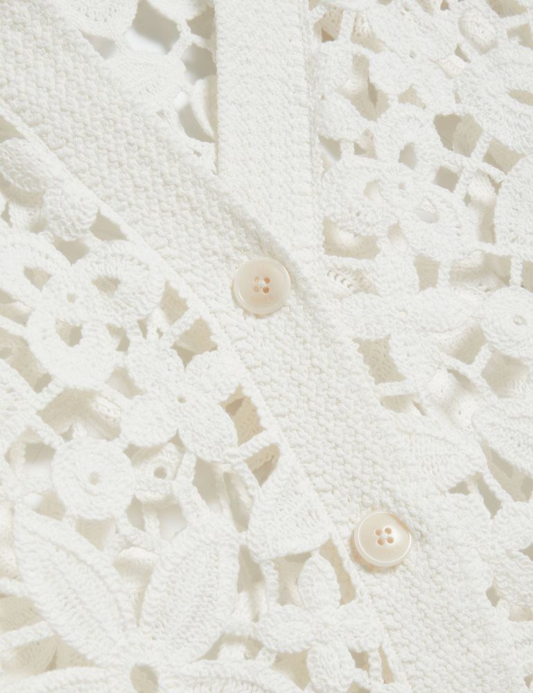 Ted Baker Tarli - Crochet Open Knit Longline Cardigan Blanche | 319284-MSP