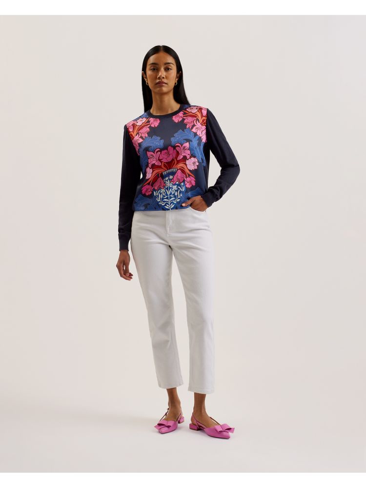 Ted Baker Teanha - Woven Front Printed Jumper Bleu Marine | 742385-IYA