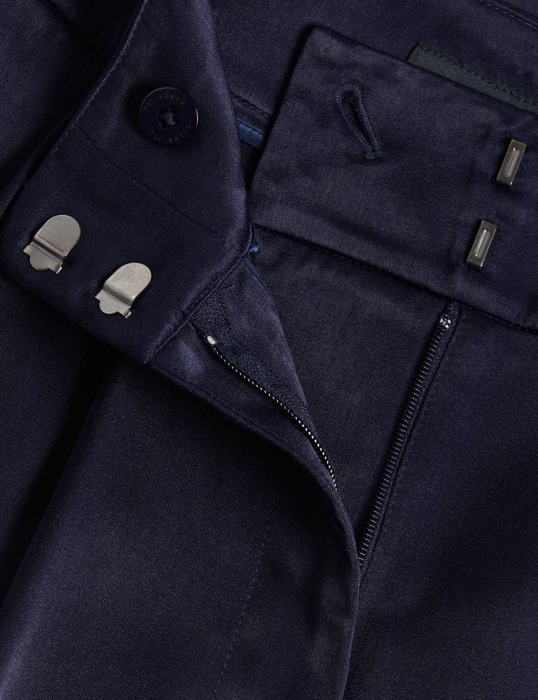 Ted Baker Teerut - Satin Tailored Wide Flood Length Trousers Bleu Marine | 501963-JHD