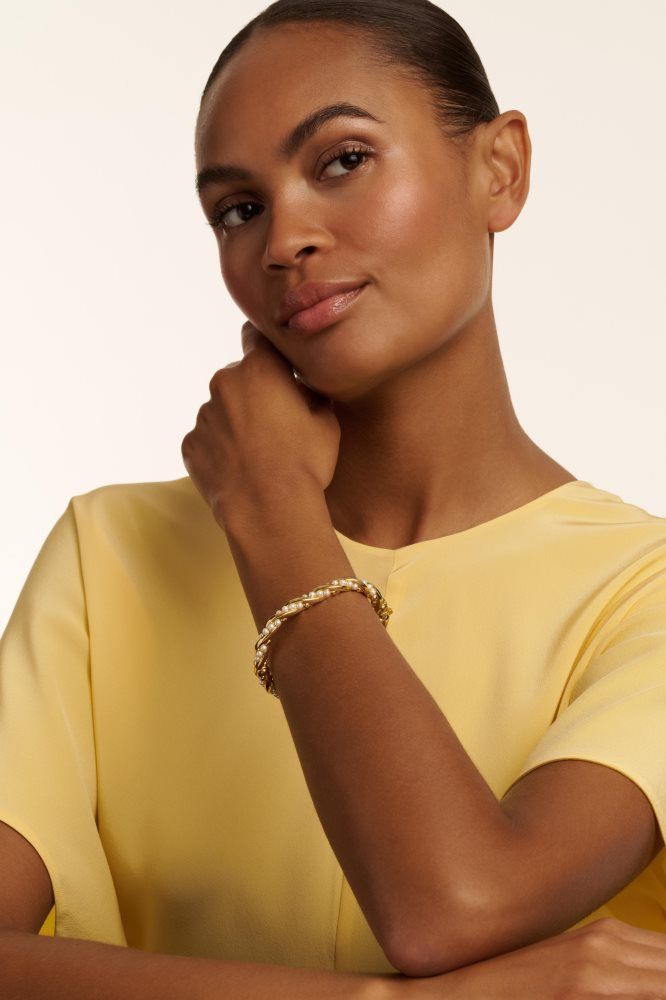 Ted Baker Tilaa - Twisted Pearl Gold Hinged Bangle Doré | 791862-KQH