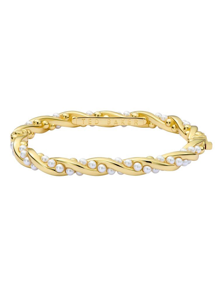 Ted Baker Tilaa - Twisted Pearl Gold Hinged Bangle Doré | 791862-KQH